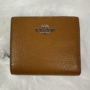 Coach Snap Wallet In Leather/Silver/Light Saddle C2862 NWT